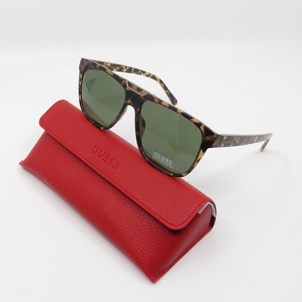 Guess New GU00056 53N Tortoise/Green Square Sunglasses